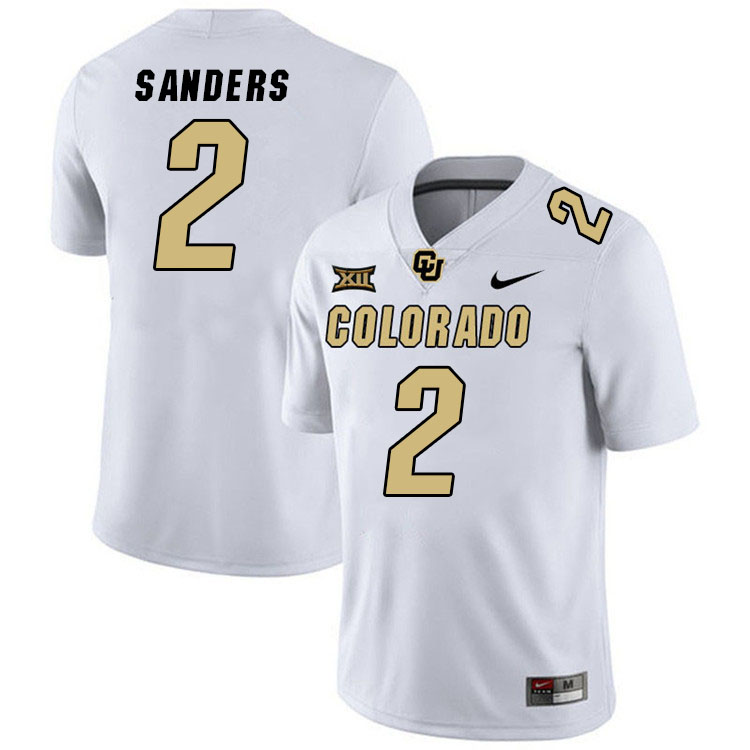 Colorado Buffaloes #2 Shedeur Sanders Big 12 Conference College Football Jerseys Stitched Sale-White